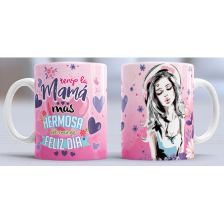 Taza sublimada día de la Madre, Mamá la más hermosa