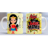 Taza sublimada día de la Madre, aqui toma super mamá amarillo