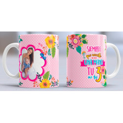 Taza sublimada día de la Madre, Siempre que necesito una mano tu me das 3 con foto