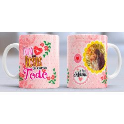 Taza sublimada día de la Madre, Mamá tus besos lo curan todo con foto